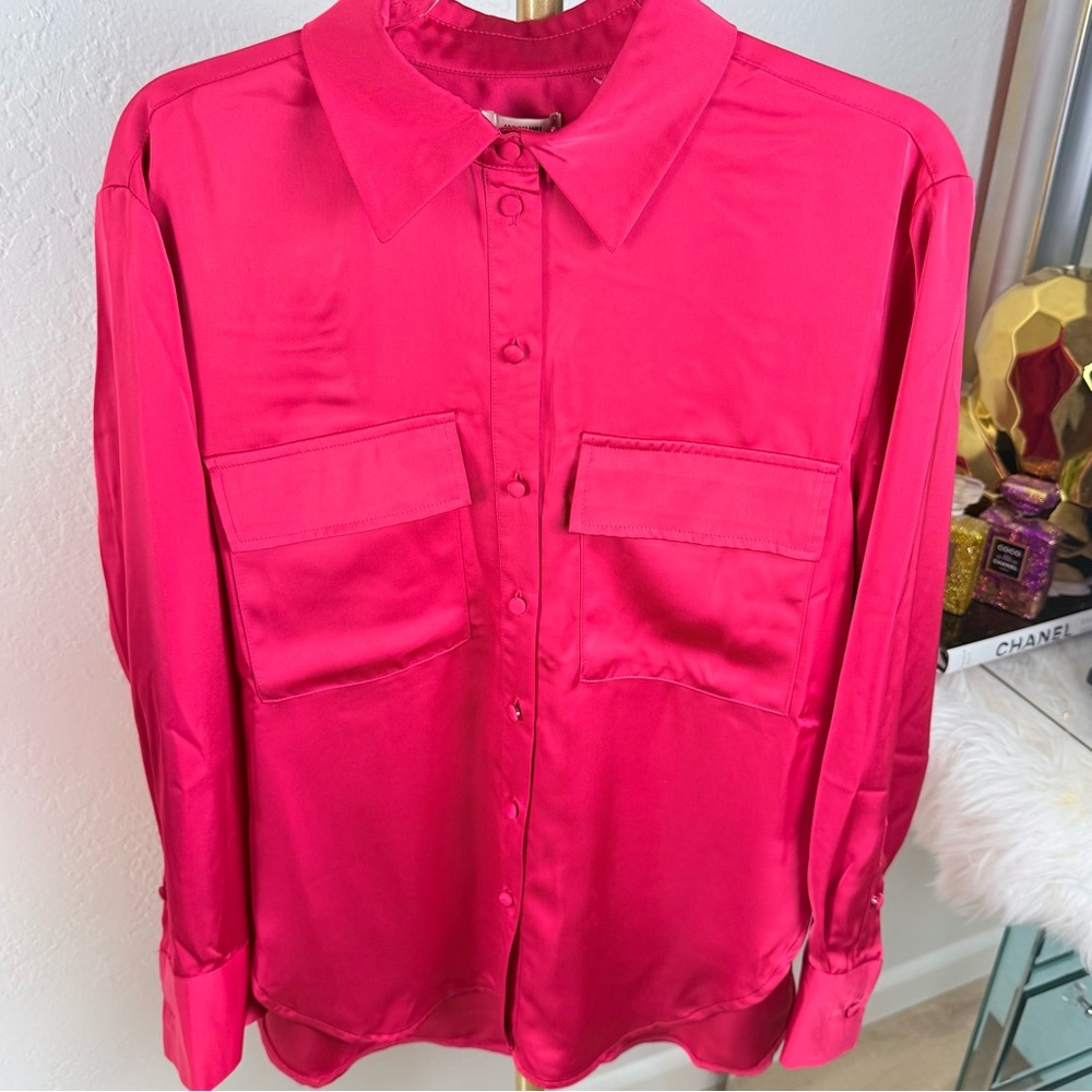 NWT Jason Wu Fuchsia Satin 2 Piece Set Blouse & Bustier M BarbieCore FrenchChic - Picture 5 of 16
